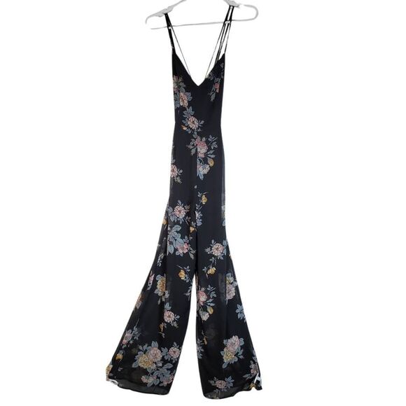 Lulus Shea Black Floral Print Jumpsuit Size Medium - Picture 2 of 15